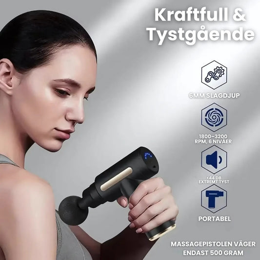 Massagepistol – Med 4 olika massagehuvuden för djupverkande muskelavslappning och återhämtning