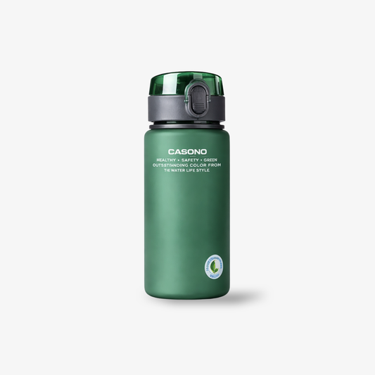 Vattenflaska, bpa fri med enhandsgrepp och droppfri pip