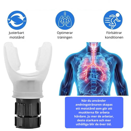 Andningstränare med justerbart motstånd för bättre lungkapacitet