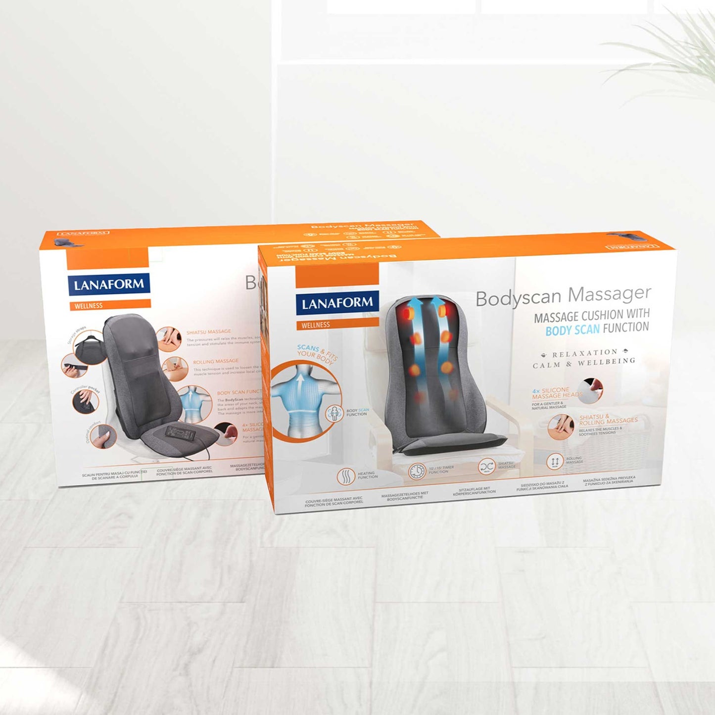 Lanaform Bodyscan Massager – Shiatsu massagesäte med kroppsskanning och värmefunktion