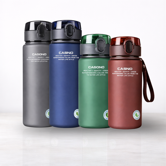 Vattenflaska, bpa fri med enhandsgrepp och droppfri pip