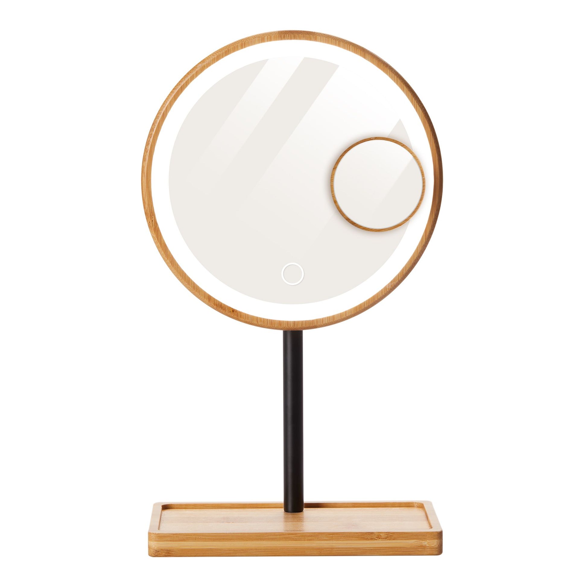 Lanaform Bamboo Mirror – Laddningsbar sminkspegel med LED-belysning och bambudetaljer