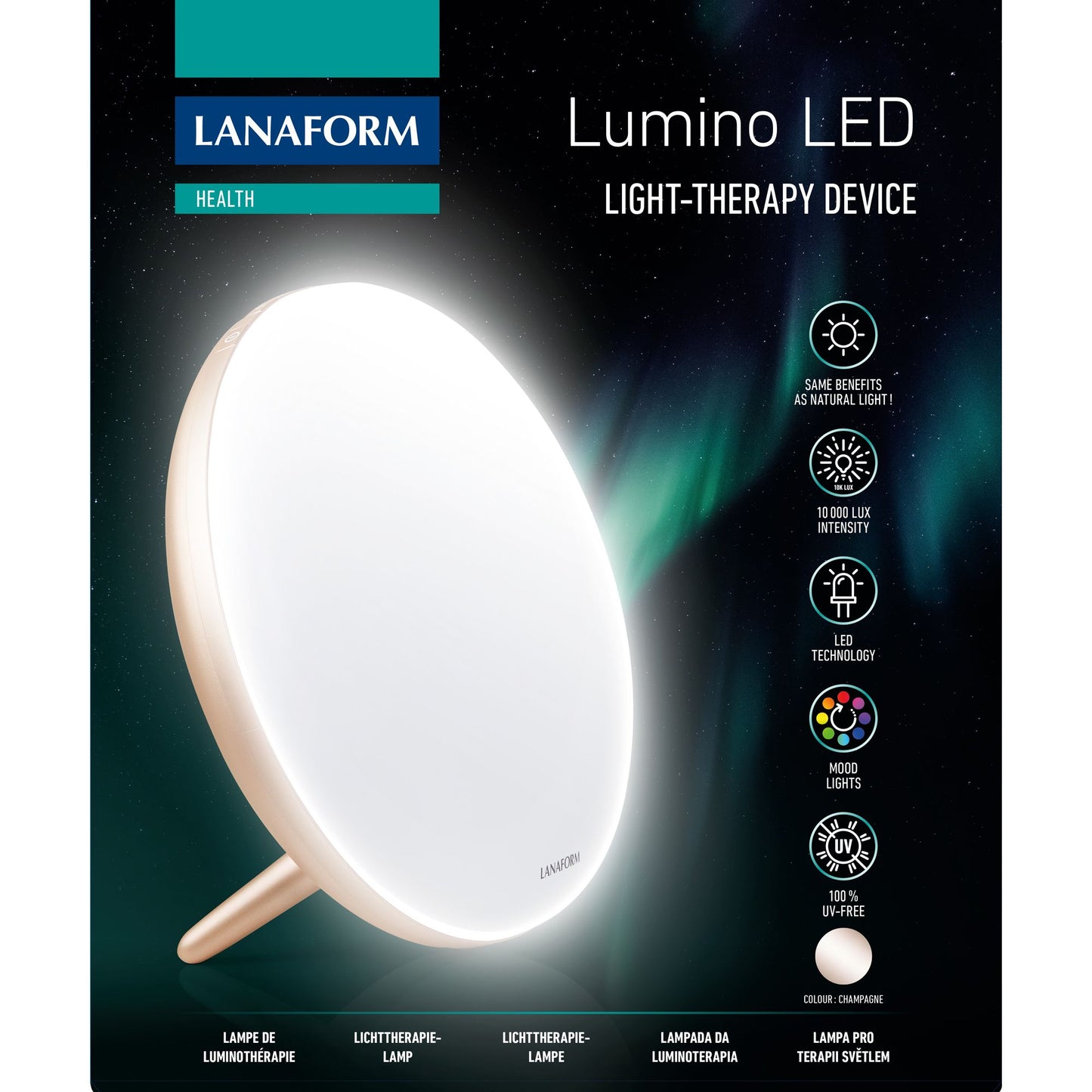 Lanaform Lumino LED – Medicinsk ljusterapilampa med 10 000 lux