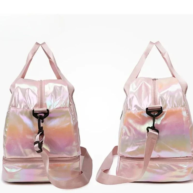 Weekend- & träningsväska med skofack – stilren, rymlig och glansig design