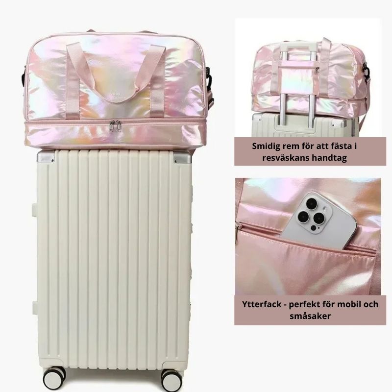 Weekend- & träningsväska med skofack – stilren, rymlig och glansig design