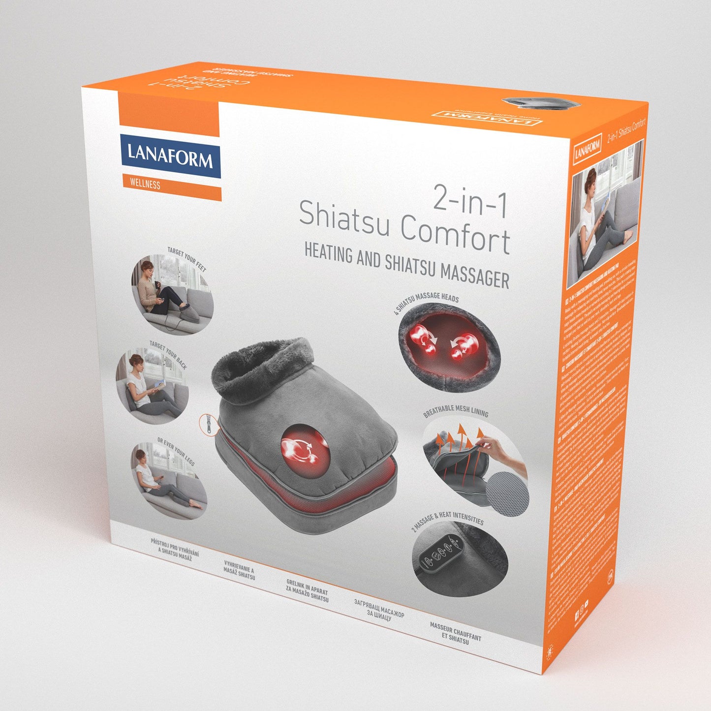 Lanaform 2-i-1 Shiatsu Comfort – Värmedyna och shiatsumassage även för fötter, rygg och nacke