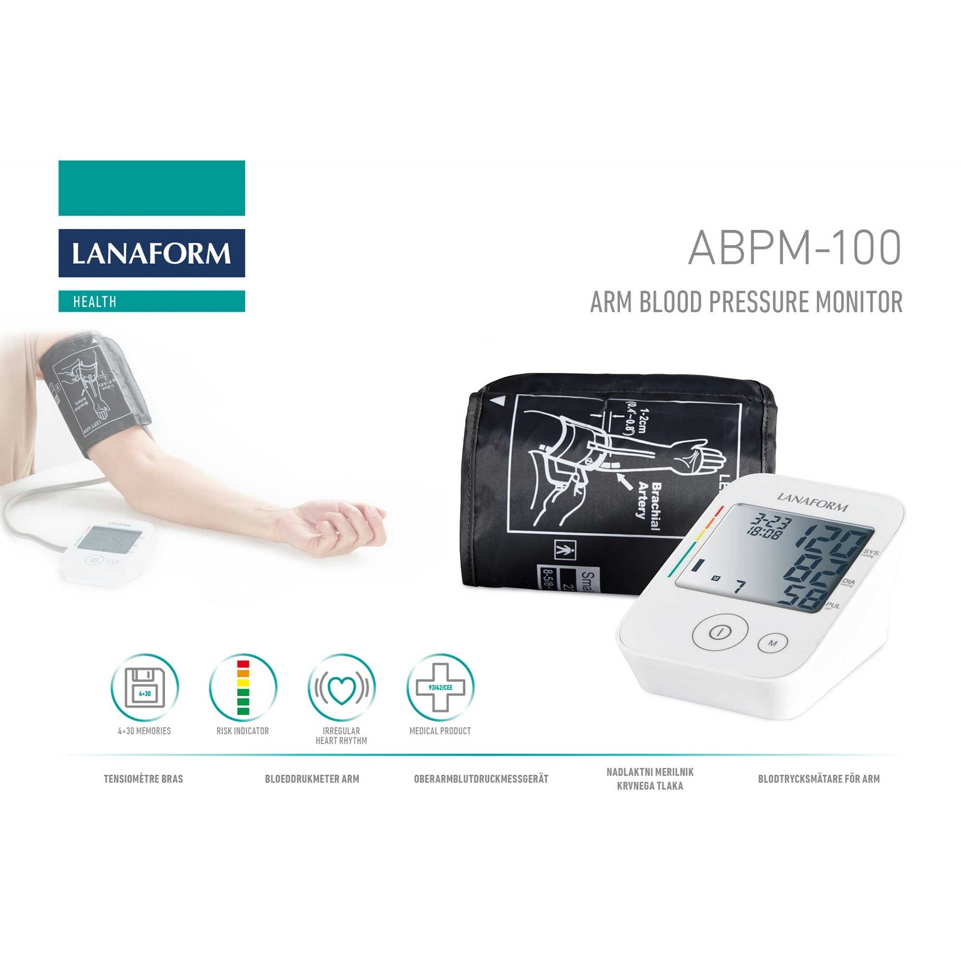 Lanaform ABPM-100 – Blodtrycksmätare för överarmen med automatisk mätning