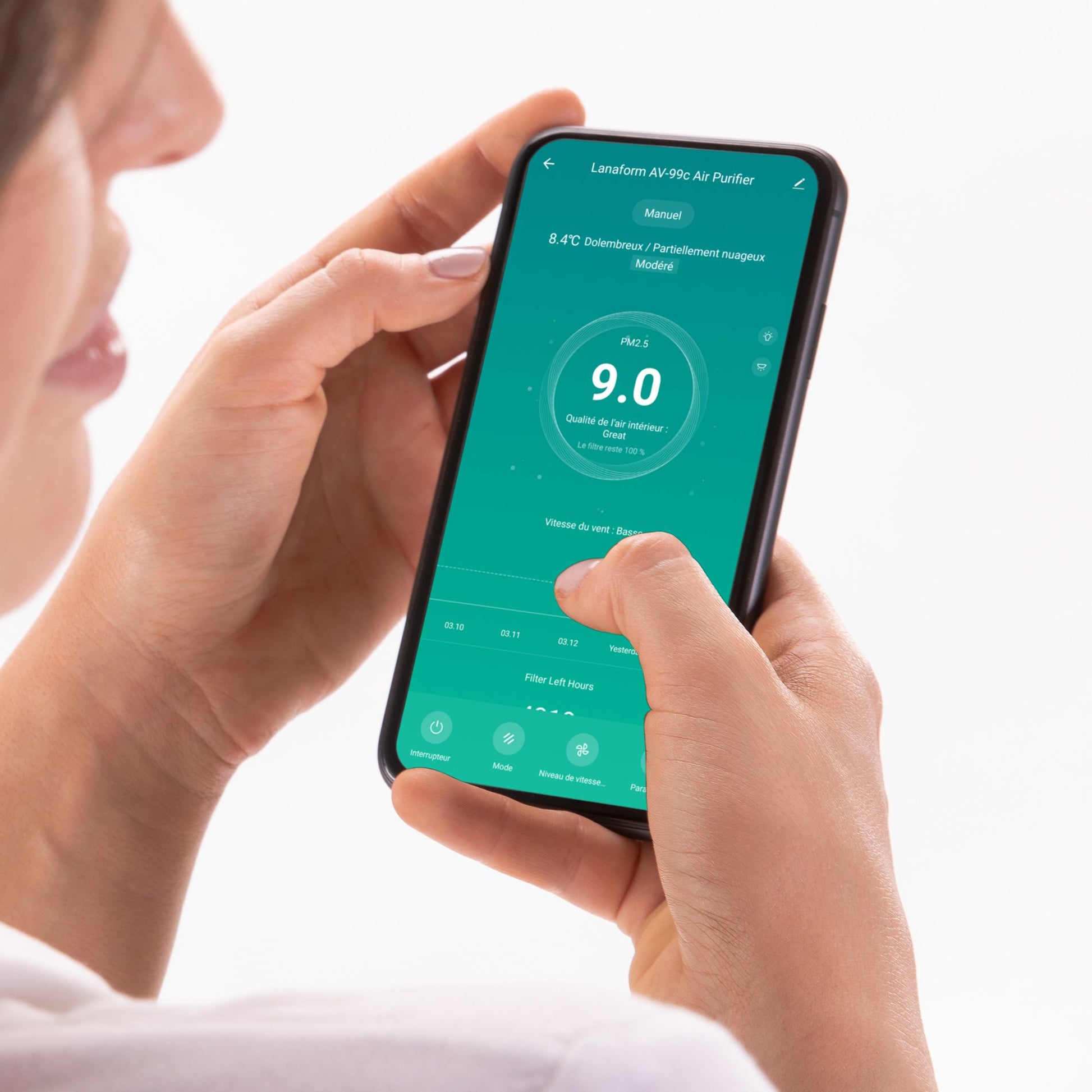 Lanaform AV-99C – Smart luftrenare med HEPA-filter, luftkvalitetssensor och appstyrning