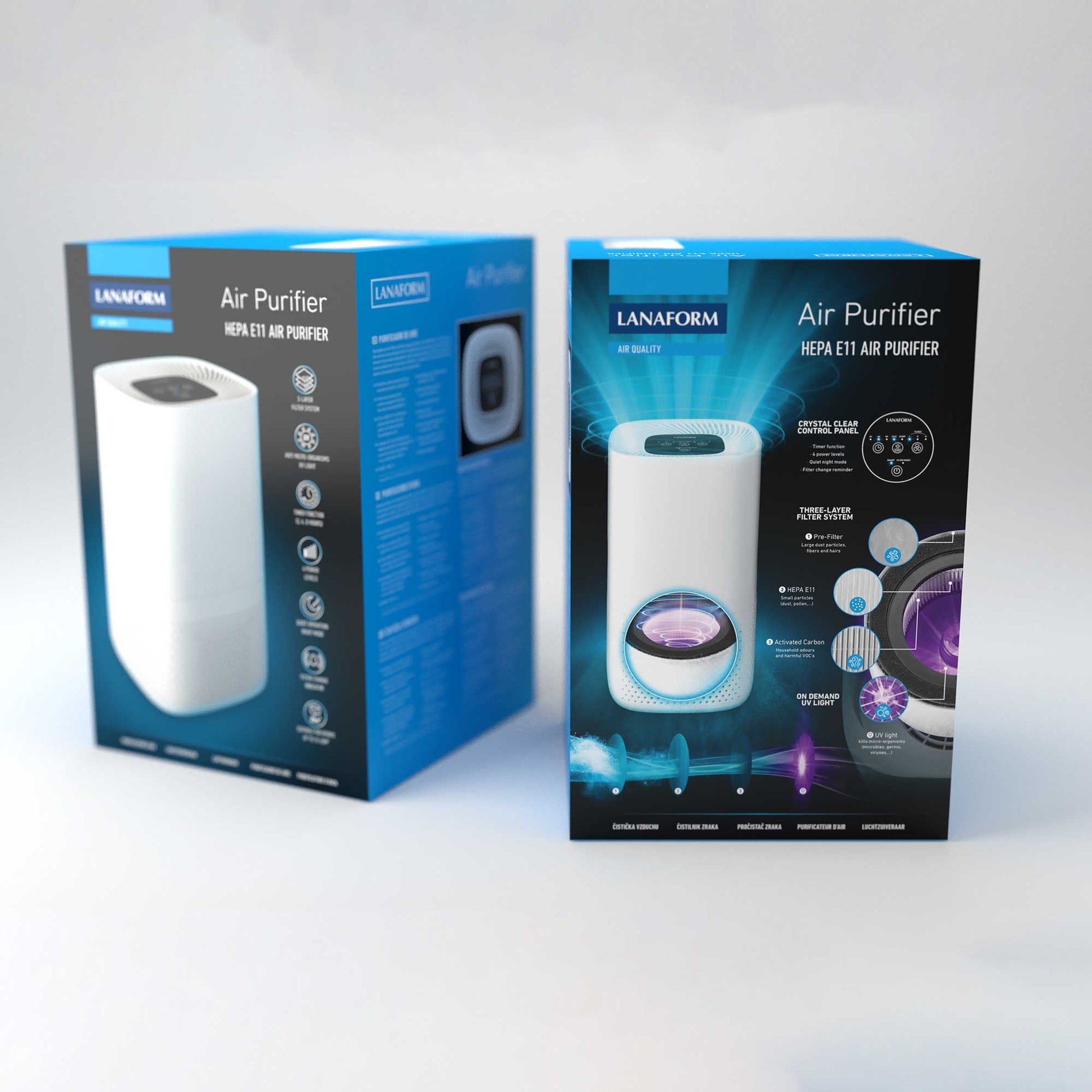 Lanaform Air Purifier – Kompakt luftrenare med HEPA-filter och jonisering