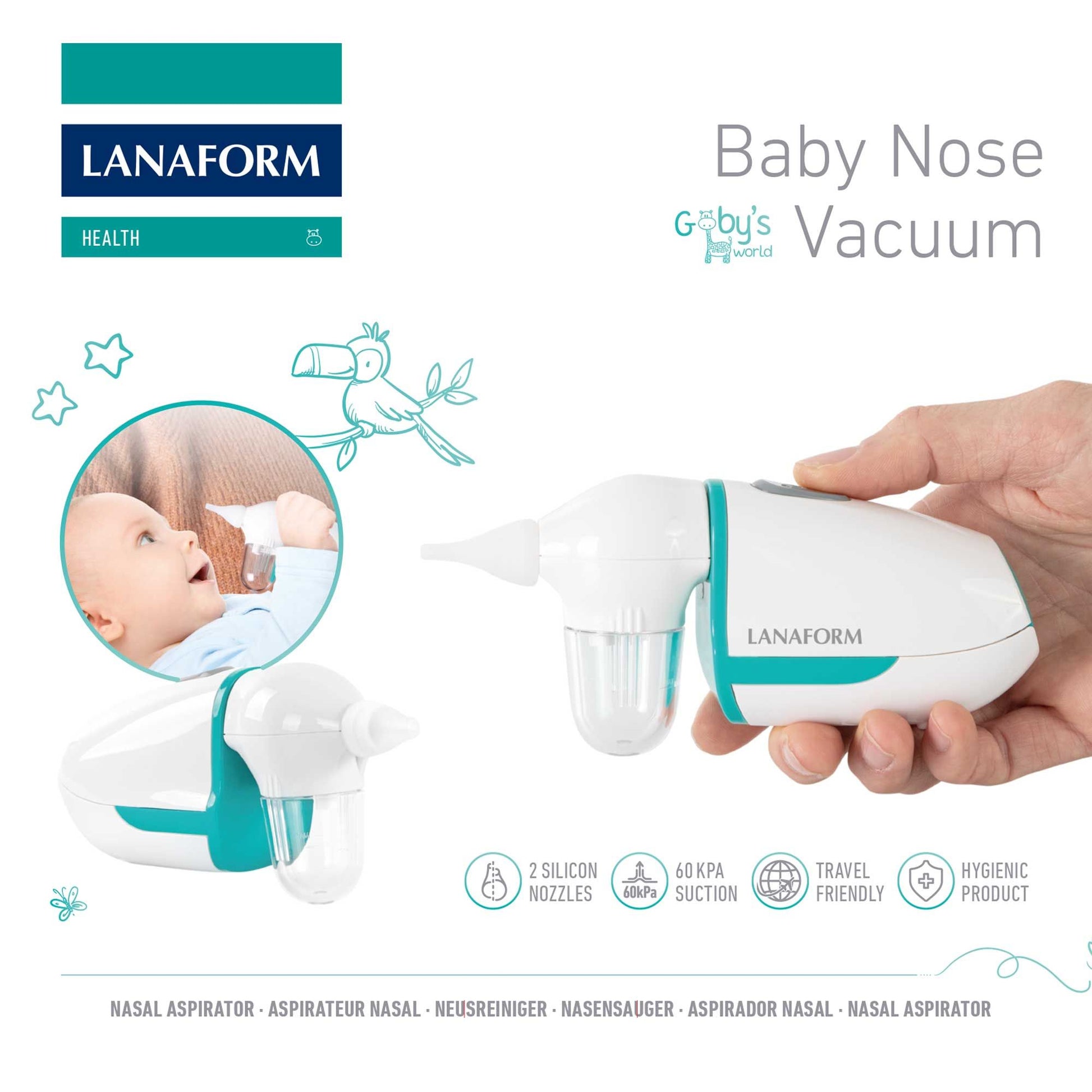 Lanaform Baby Nose Vacuum – Elektrisk nässug för spädbarn med två sugnivåer