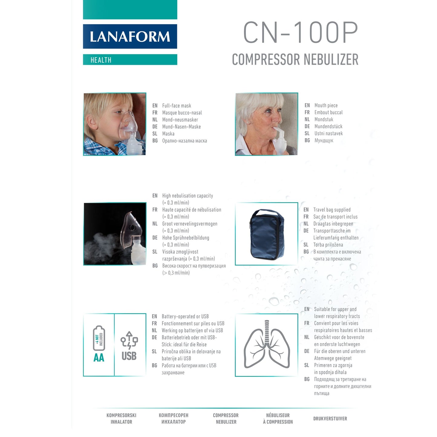 Lanaform CN-100P – Kompressor-nebulisator för näsa och luftvägar