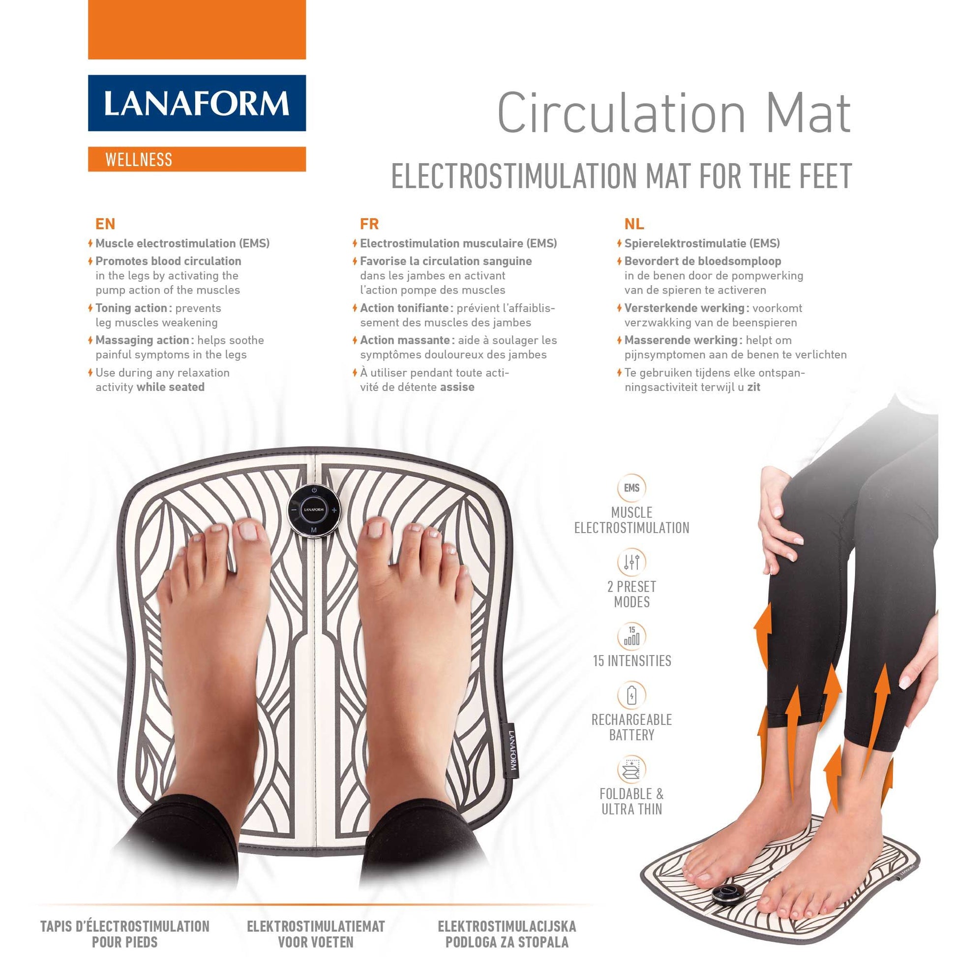 Lanaform Circulation Mat – EMS-matta för förbättrad blodcirkulation i ben och fötter