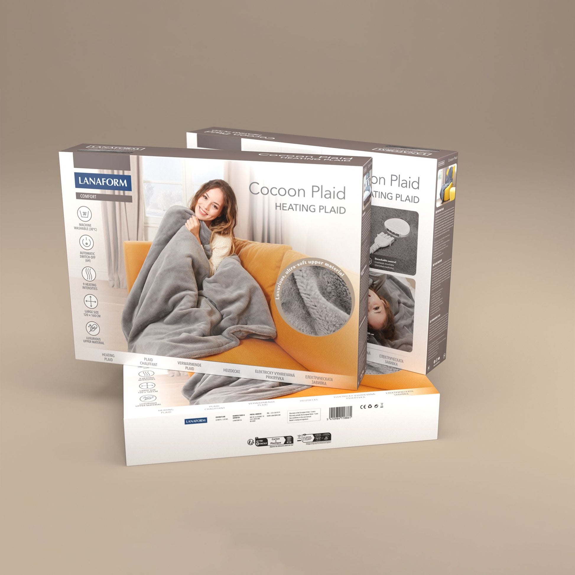 Lanaform Cocoon Plaid – Elektrisk värmefilt i supermjuk fleece