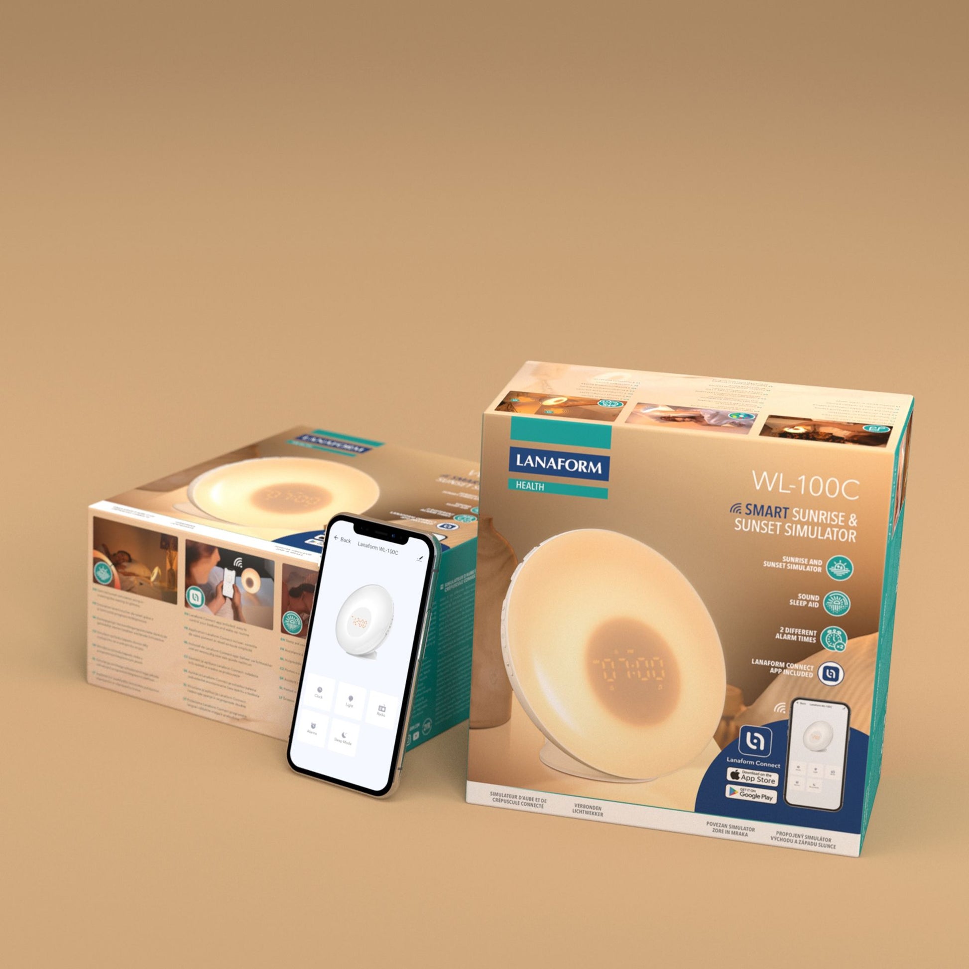 Lanaform Connected Sunrise & Sunset – Smart wake-up light med appstyrning och soluppgångssimulering