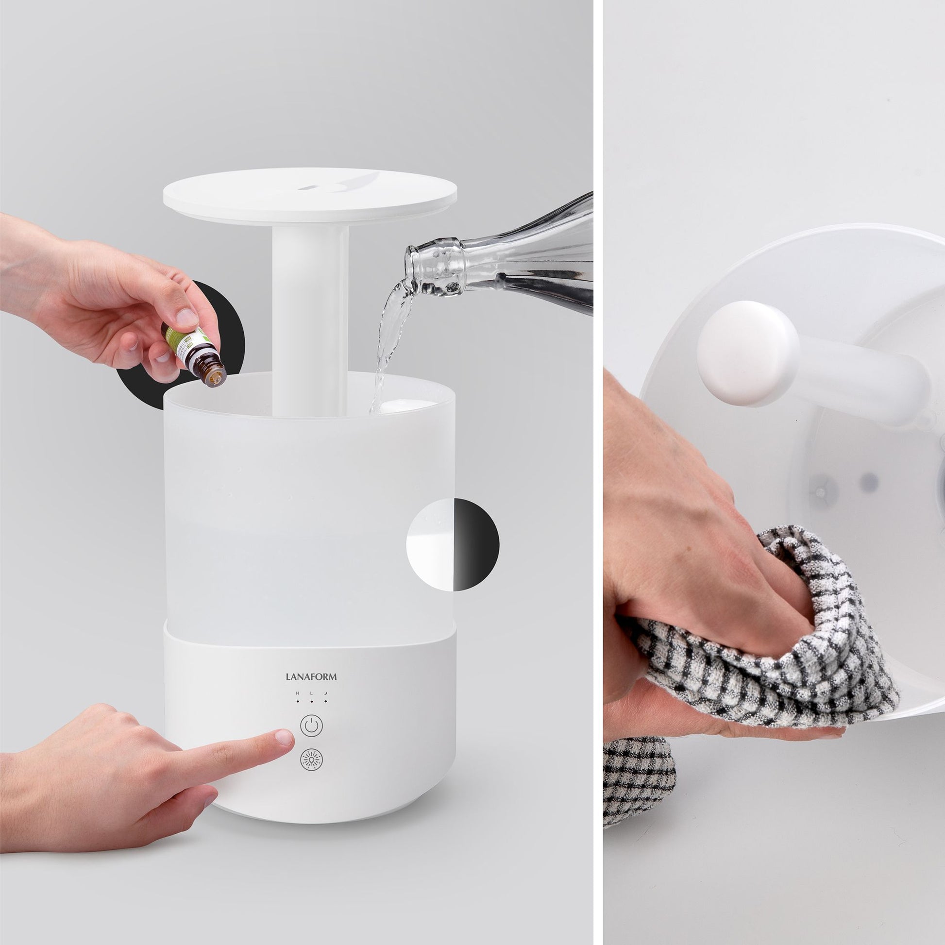 Lanaform Dobra – Luftfuktare med aromadiffuser och LED-ljus i elegant design