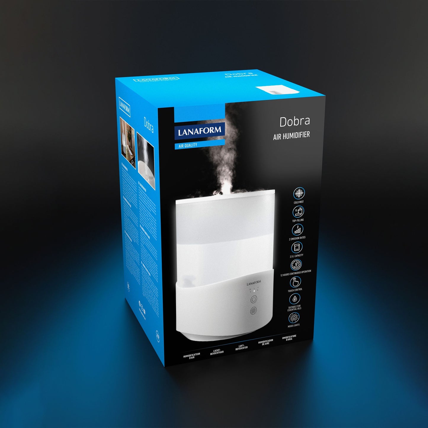 Lanaform Dobra – Luftfuktare med aromadiffuser och LED-ljus i elegant design