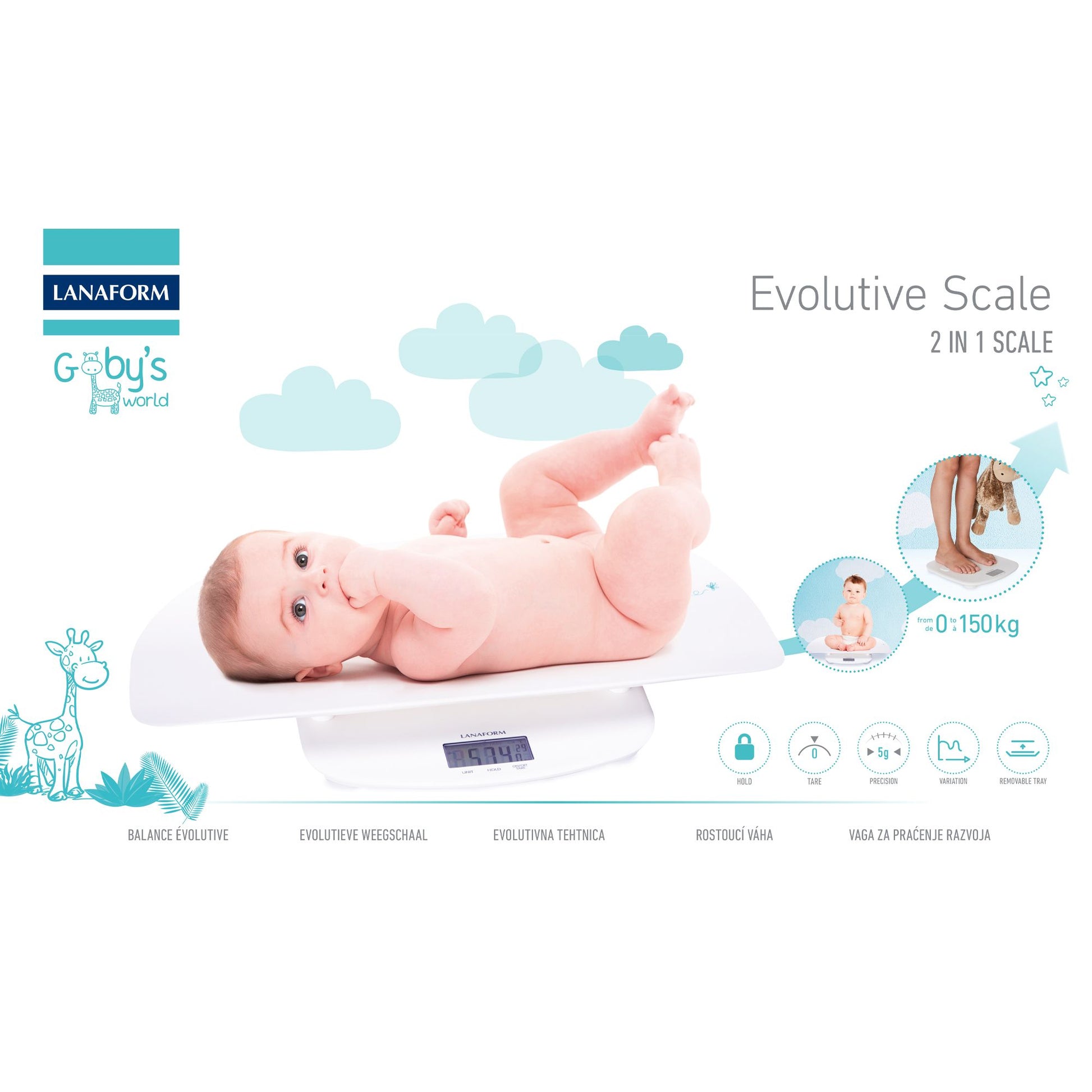 Lanaform Evolutive Scale – Digital baby- och barnvåg som växer med barnet