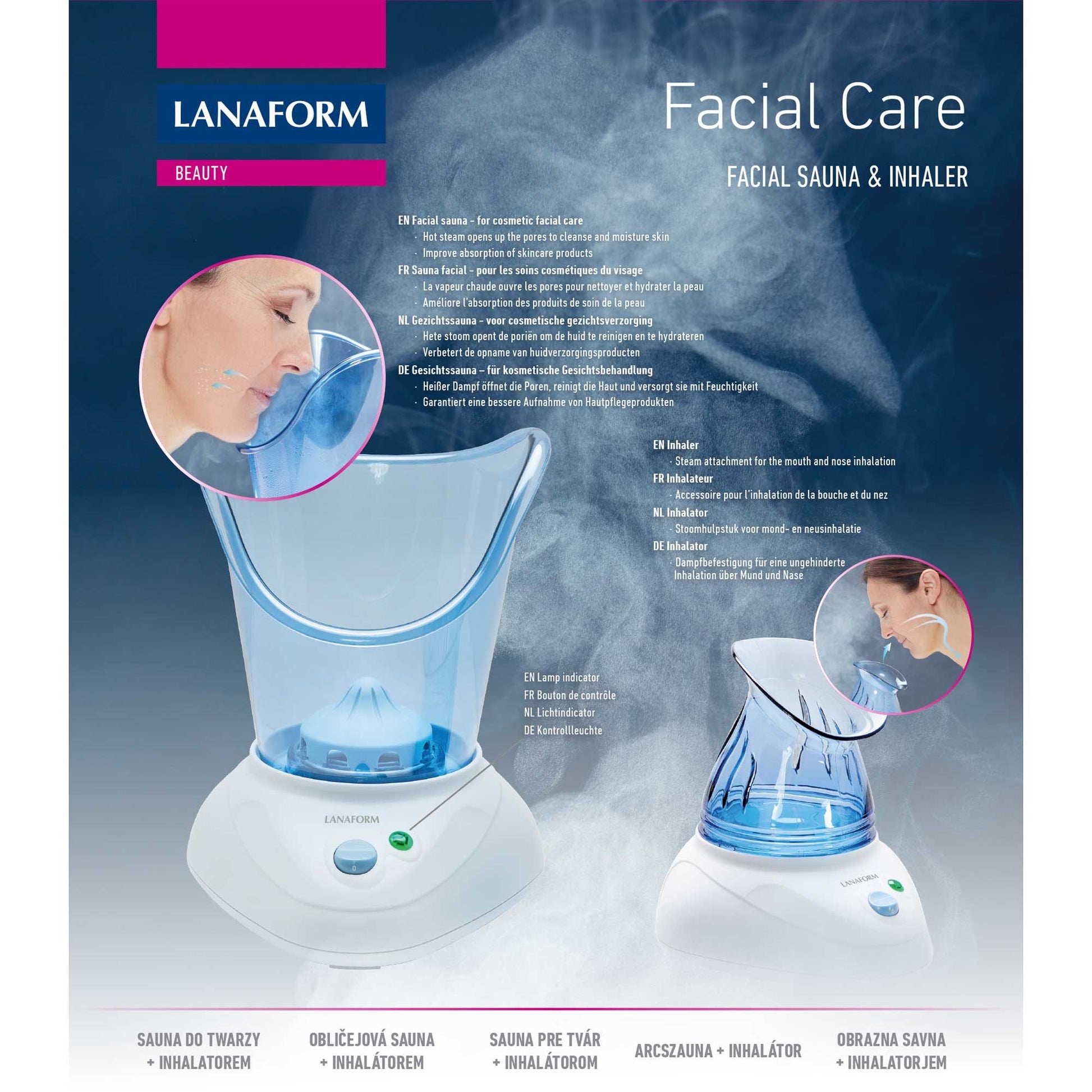 Lanaform Facial Care – Ansiktsångbad och rengöringskit för hudvård hemma