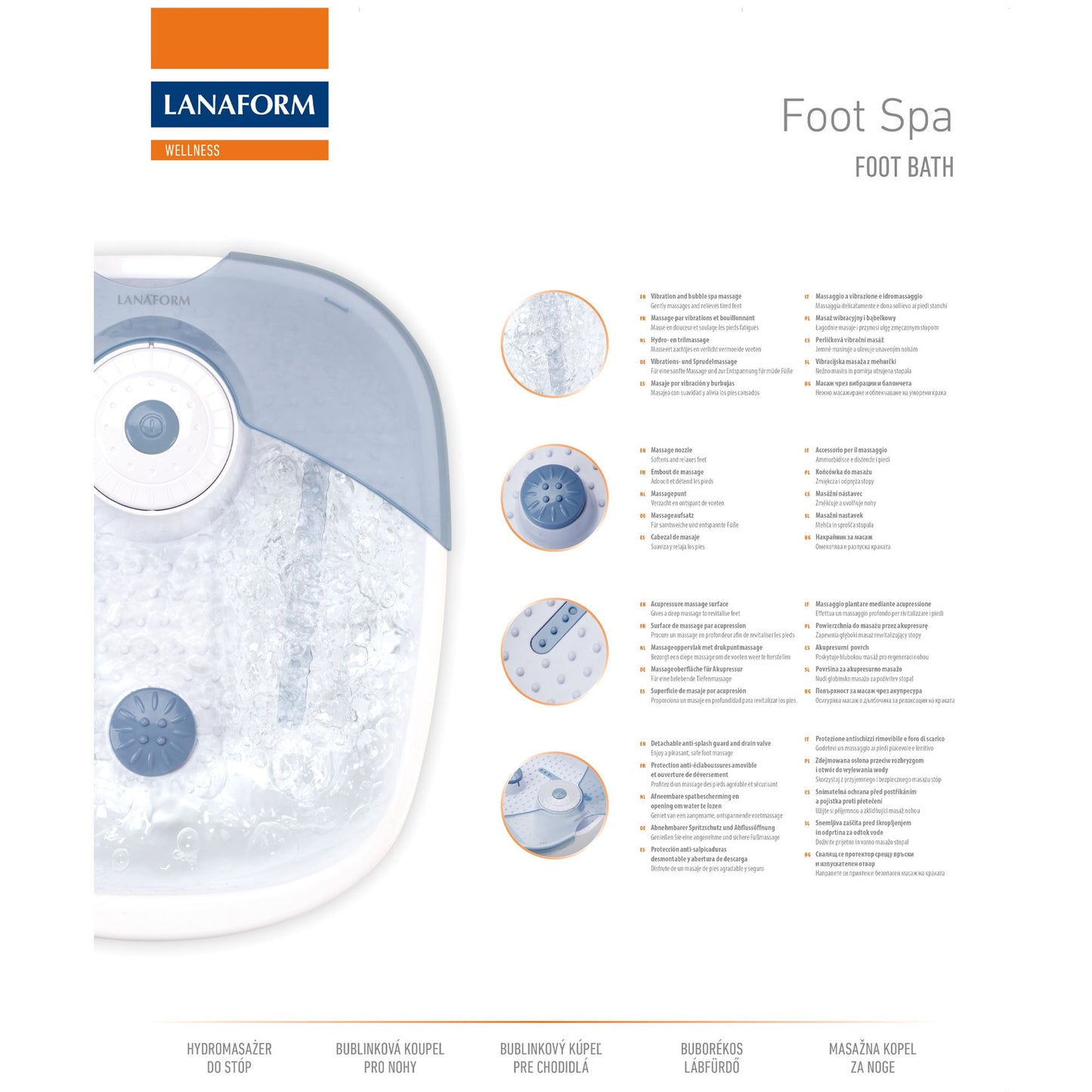 Lanaform Foot Spa – Fotbad med bubblor, värme och massage