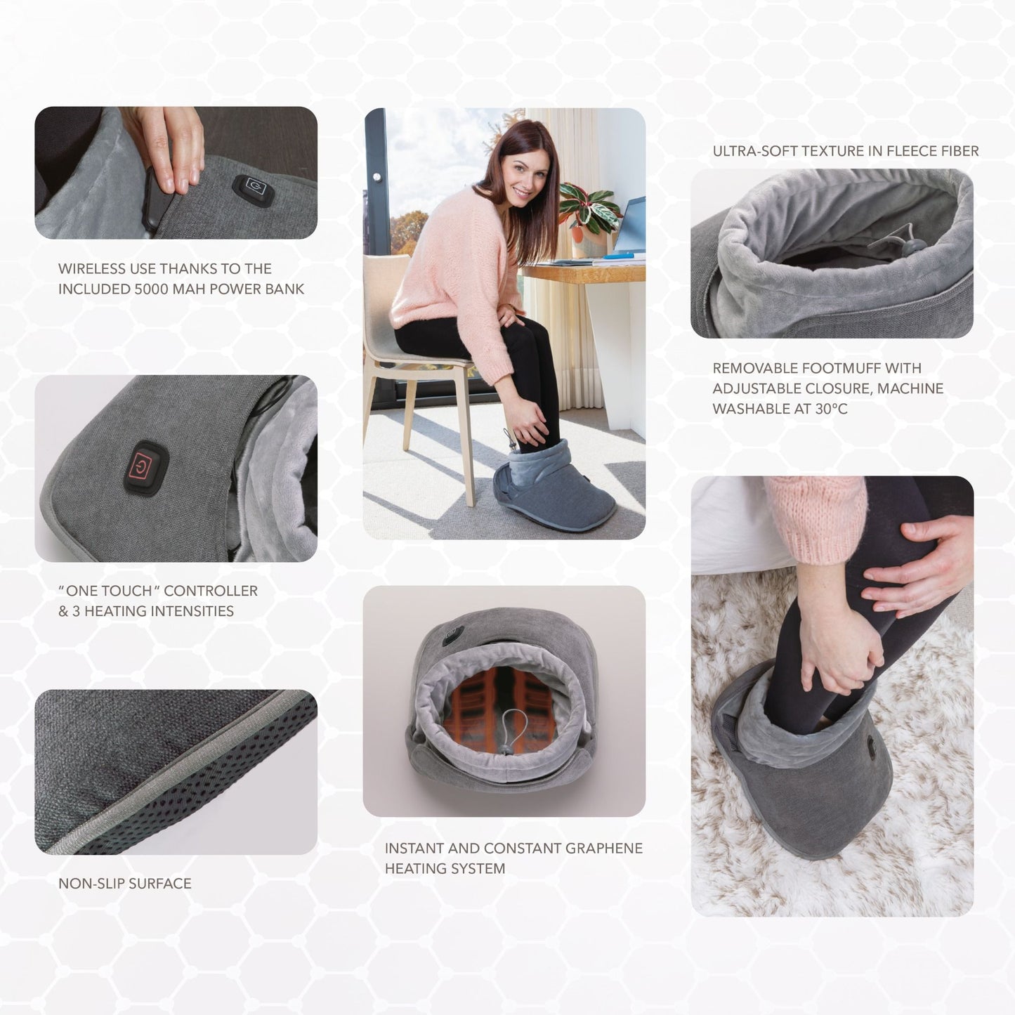 Lanaform Graphene Foot Warmer – Uppladdningsbar elektrisk fotvärmare med grafenvärme