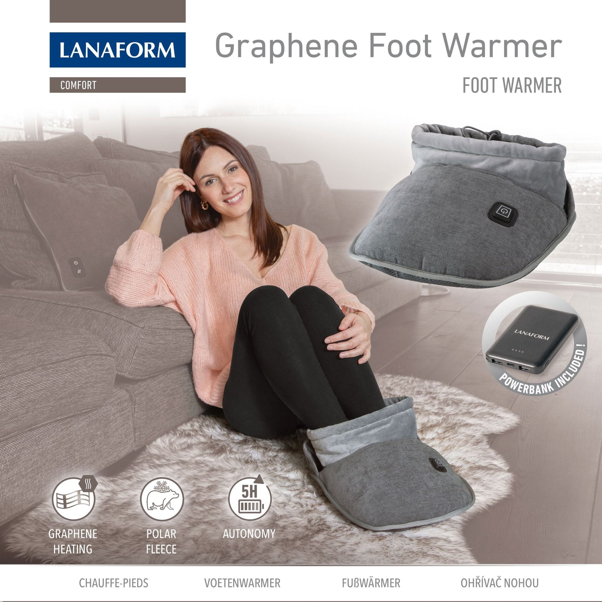 Lanaform Graphene Foot Warmer – Uppladdningsbar elektrisk fotvärmare med grafenvärme