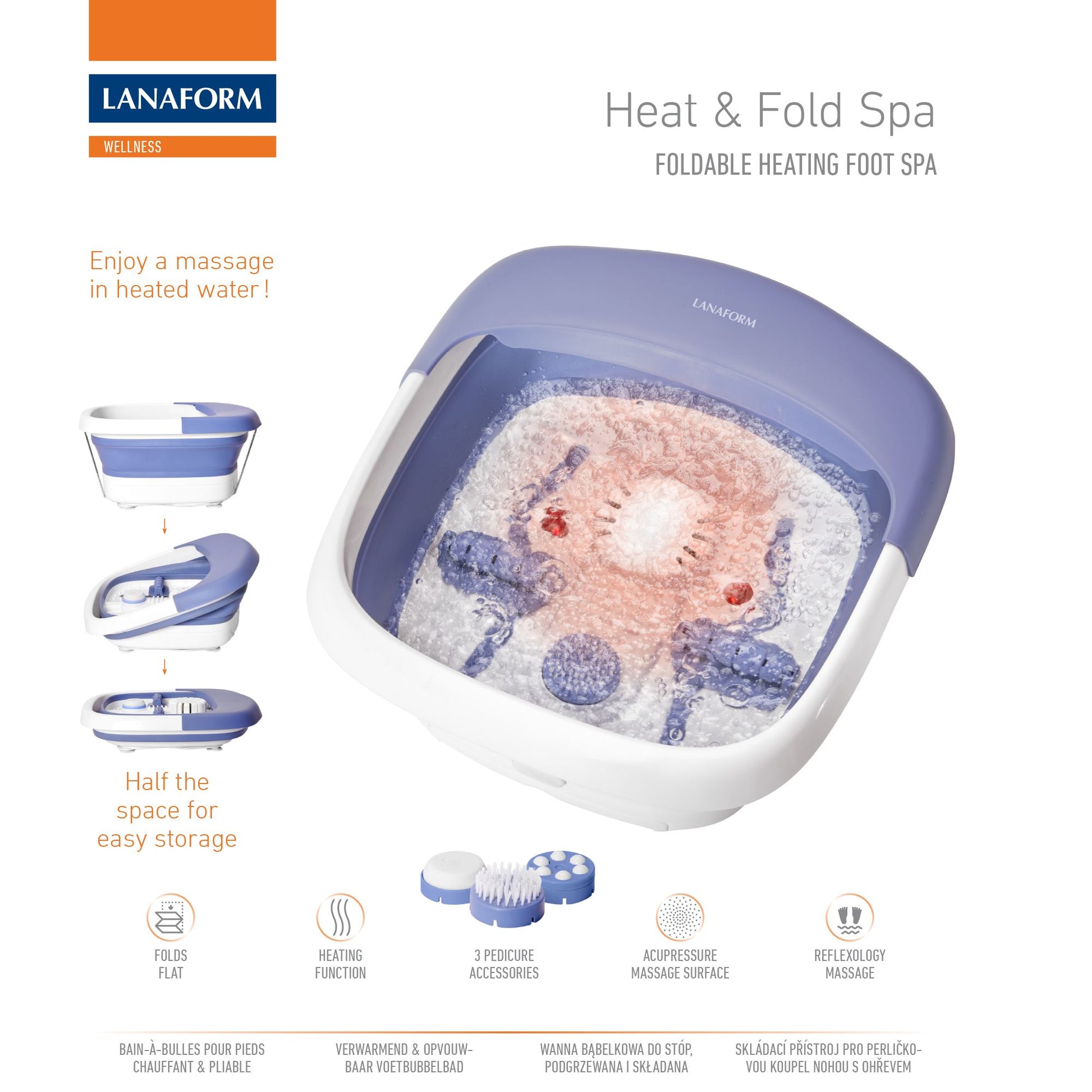 Lanaform Heat Fold Spa – Hopfällbart fotbad med värme och massage