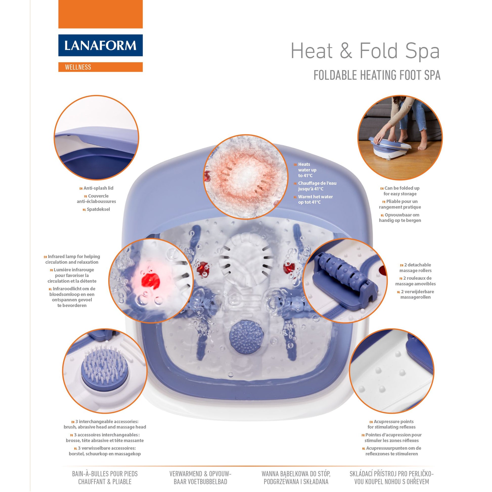 Lanaform Heat Fold Spa – Hopfällbart fotbad med värme och massage