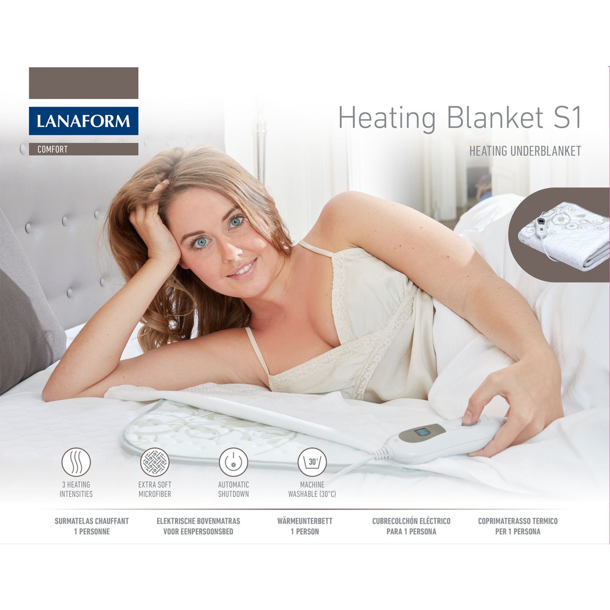 Lanaform Heating Blanket S1 – Elektriskt värmetäcke / värmemadrass för enkelsäng