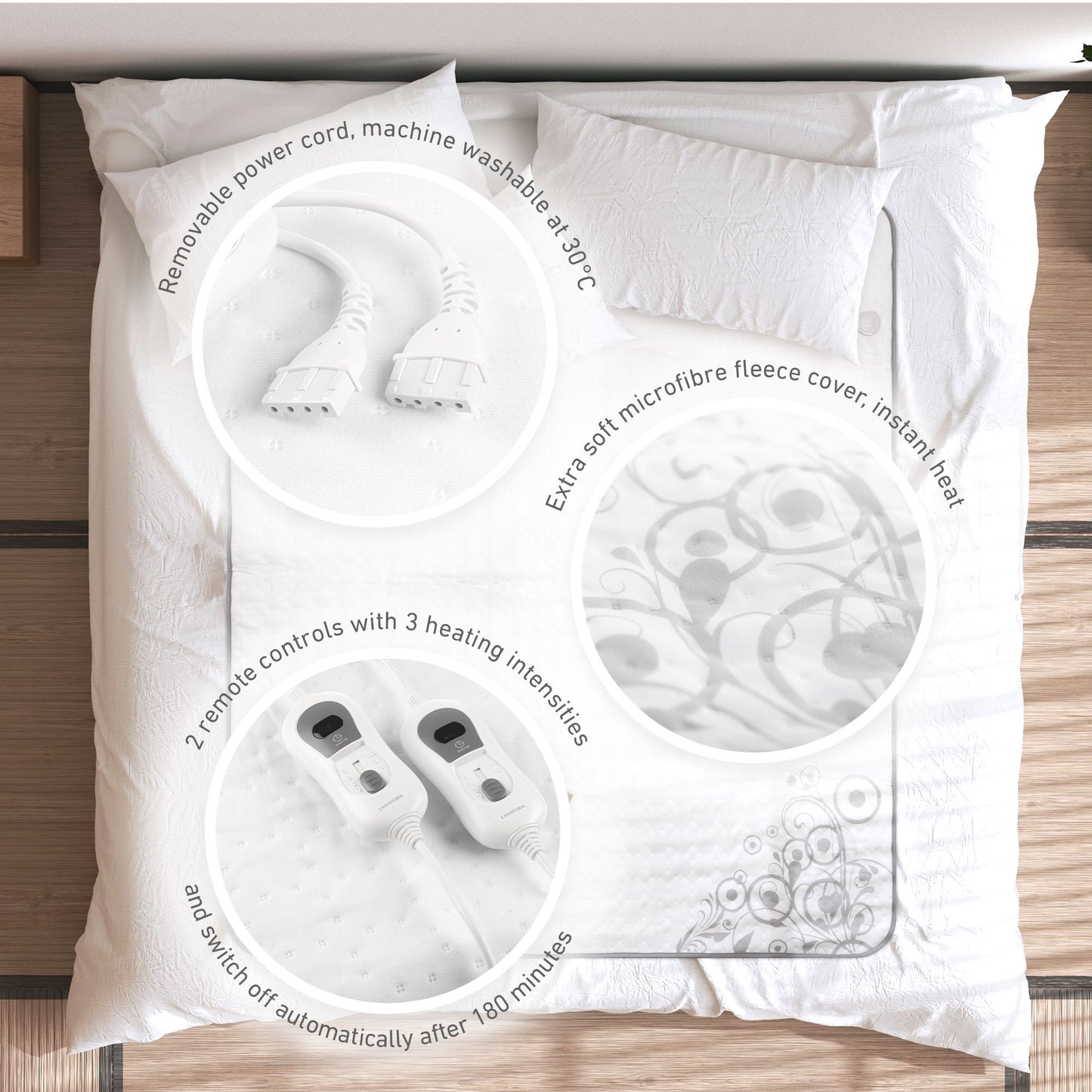 Lanaform Heating Blanket S2 – Elektriskt värmetäcke för dubbelsäng och två personer