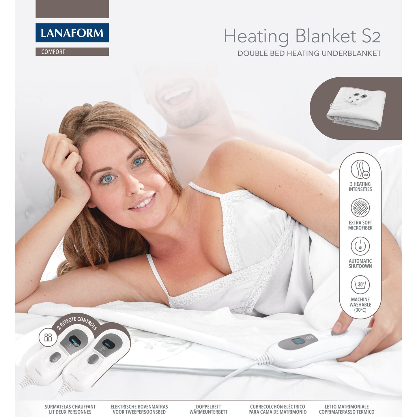 Lanaform Heating Blanket S2 – Elektriskt värmetäcke för dubbelsäng och två personer