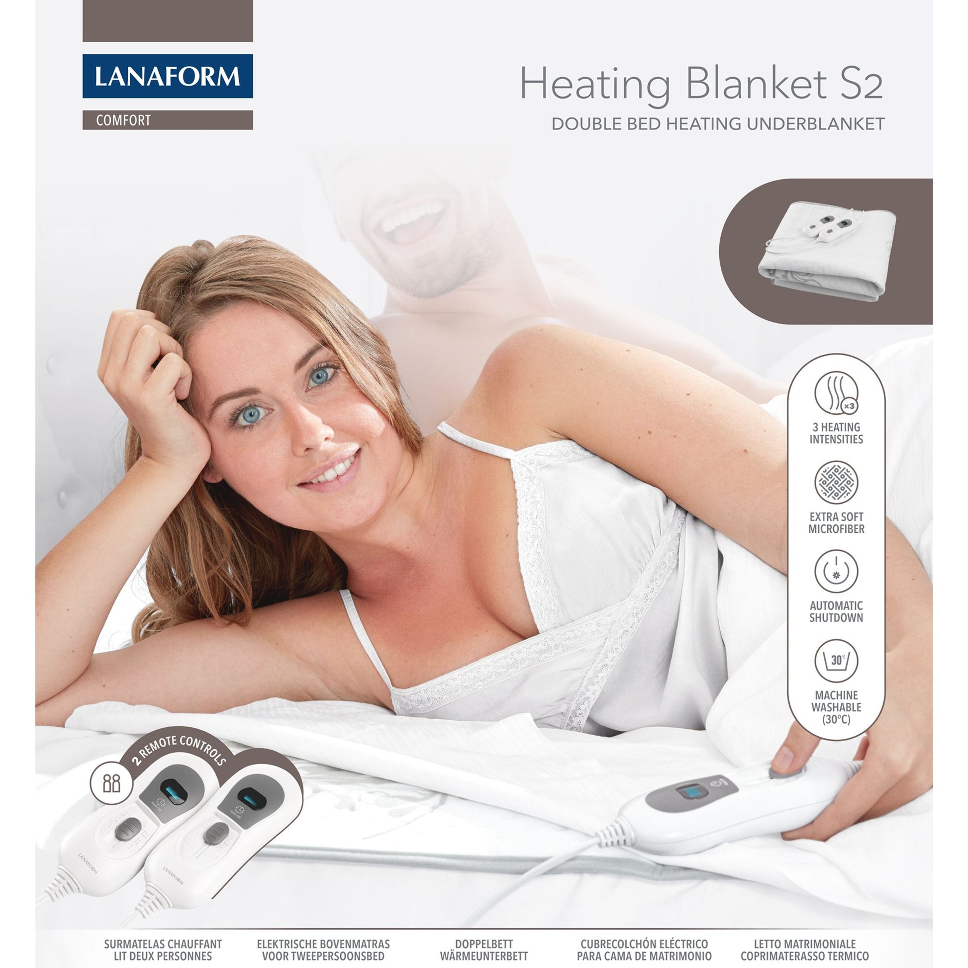 Lanaform Heating Blanket S2 – Elektriskt värmetäcke för dubbelsäng och två personer