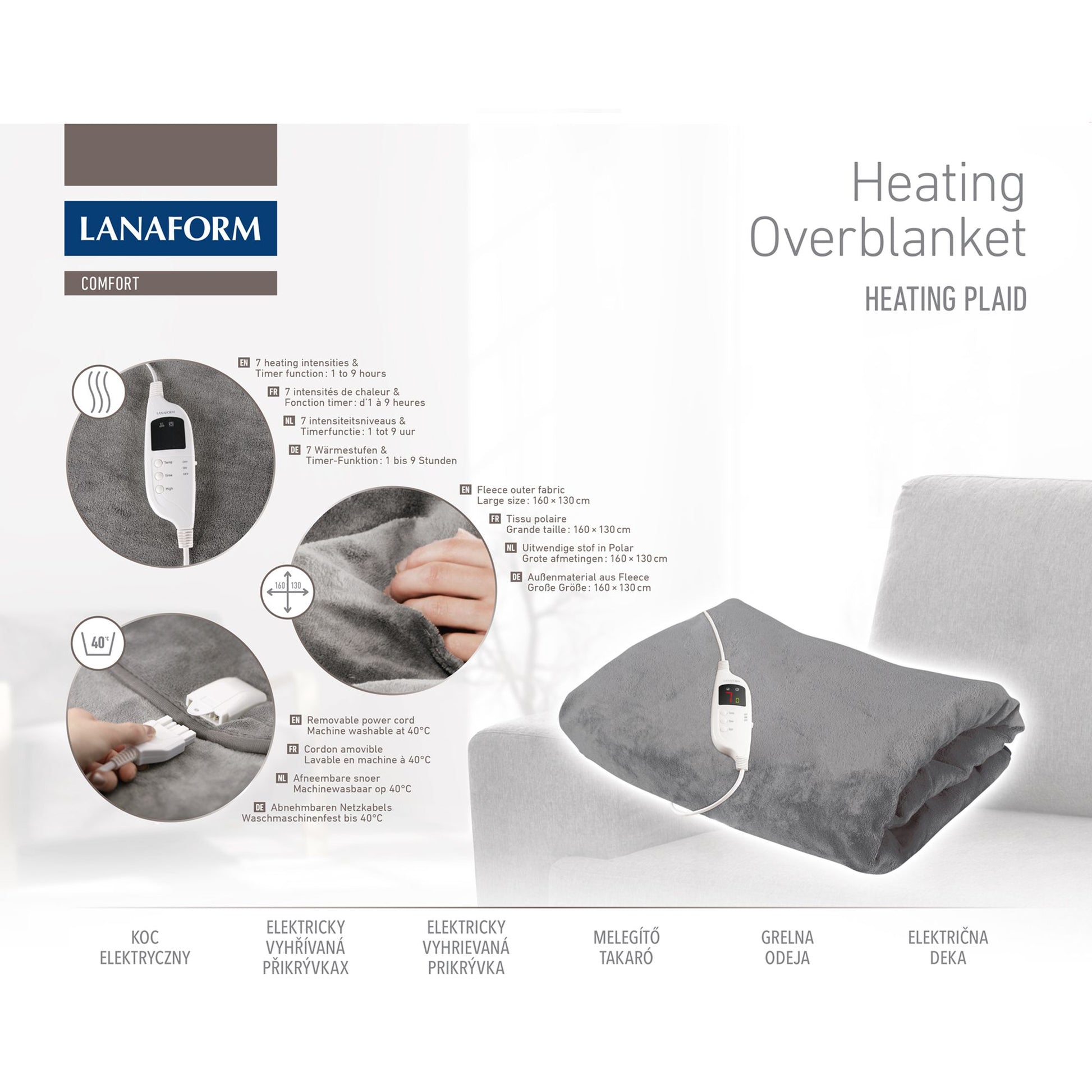 Lanaform Heating Overblanket – Extra stort elektriskt värmetäcke för två personer