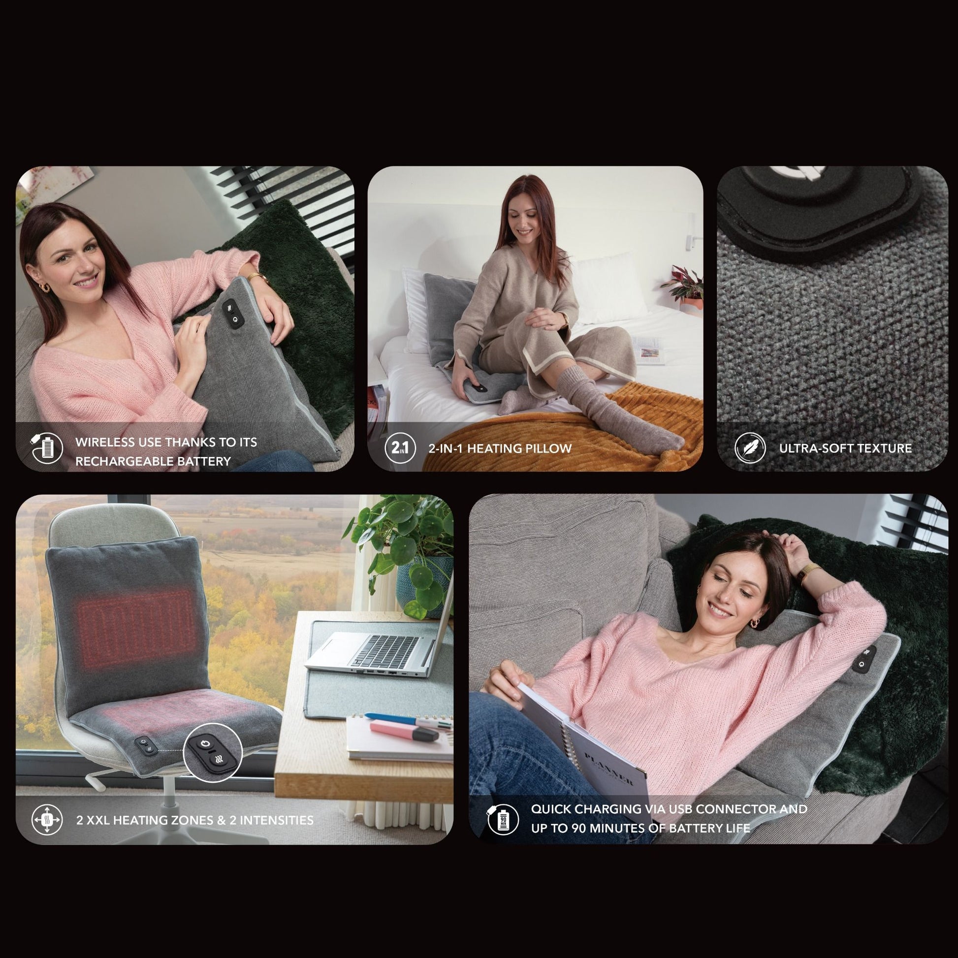 Lanaform Heating Pillow 2-i-1 – Uppladdningsbar värmekudde & varmvattenflaska