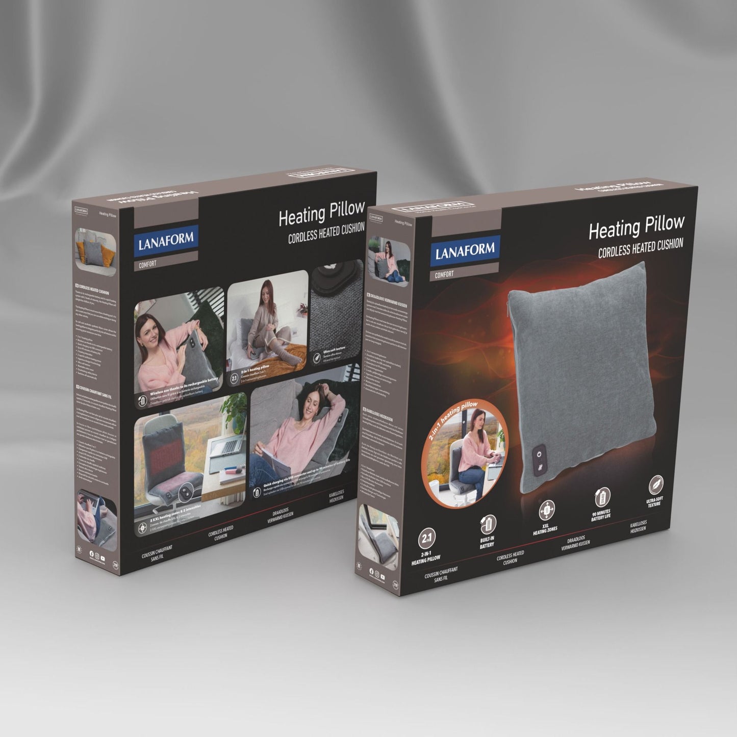 Lanaform Heating Pillow 2-i-1 – Uppladdningsbar värmekudde & varmvattenflaska