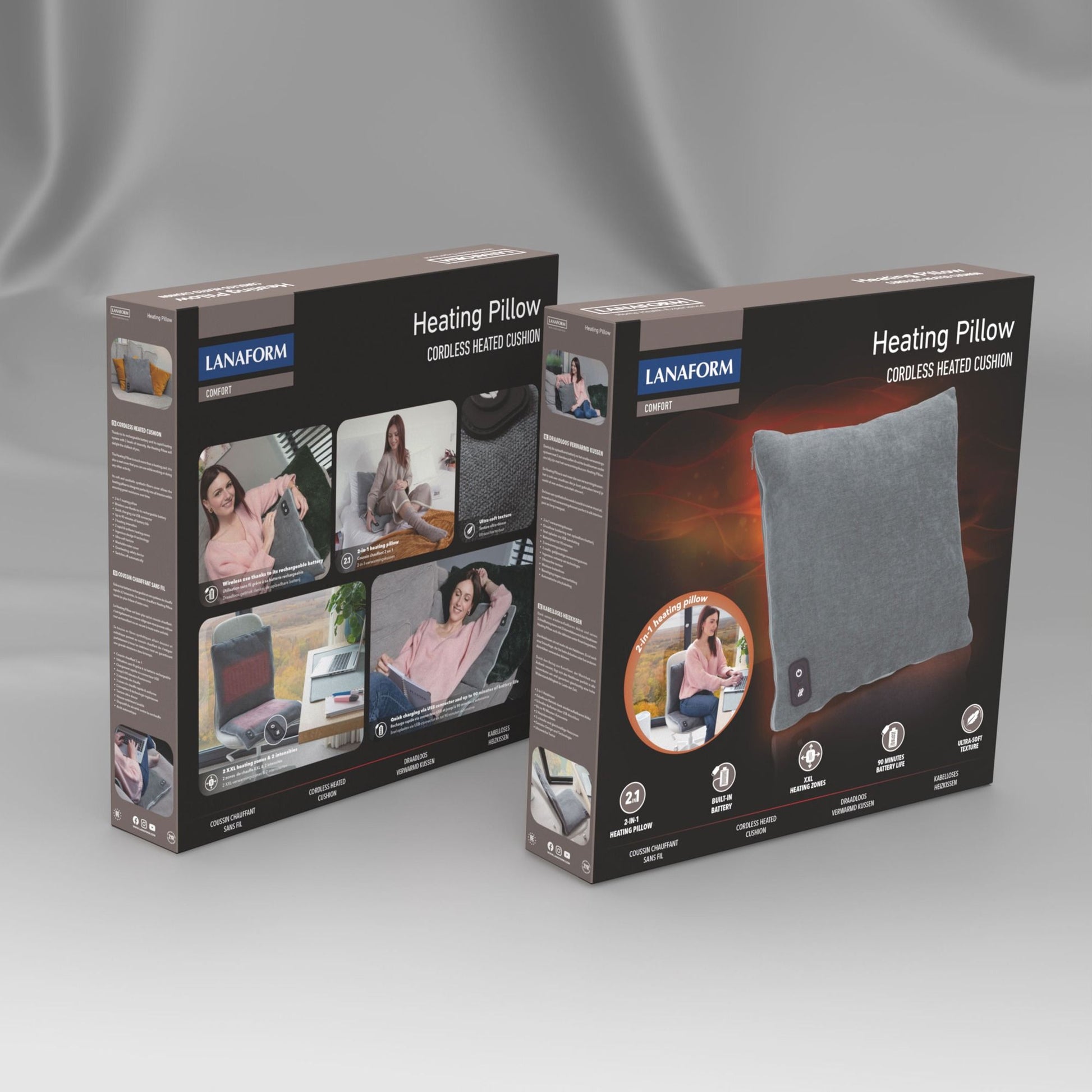 Lanaform Heating Pillow 2-i-1 – Uppladdningsbar värmekudde & varmvattenflaska