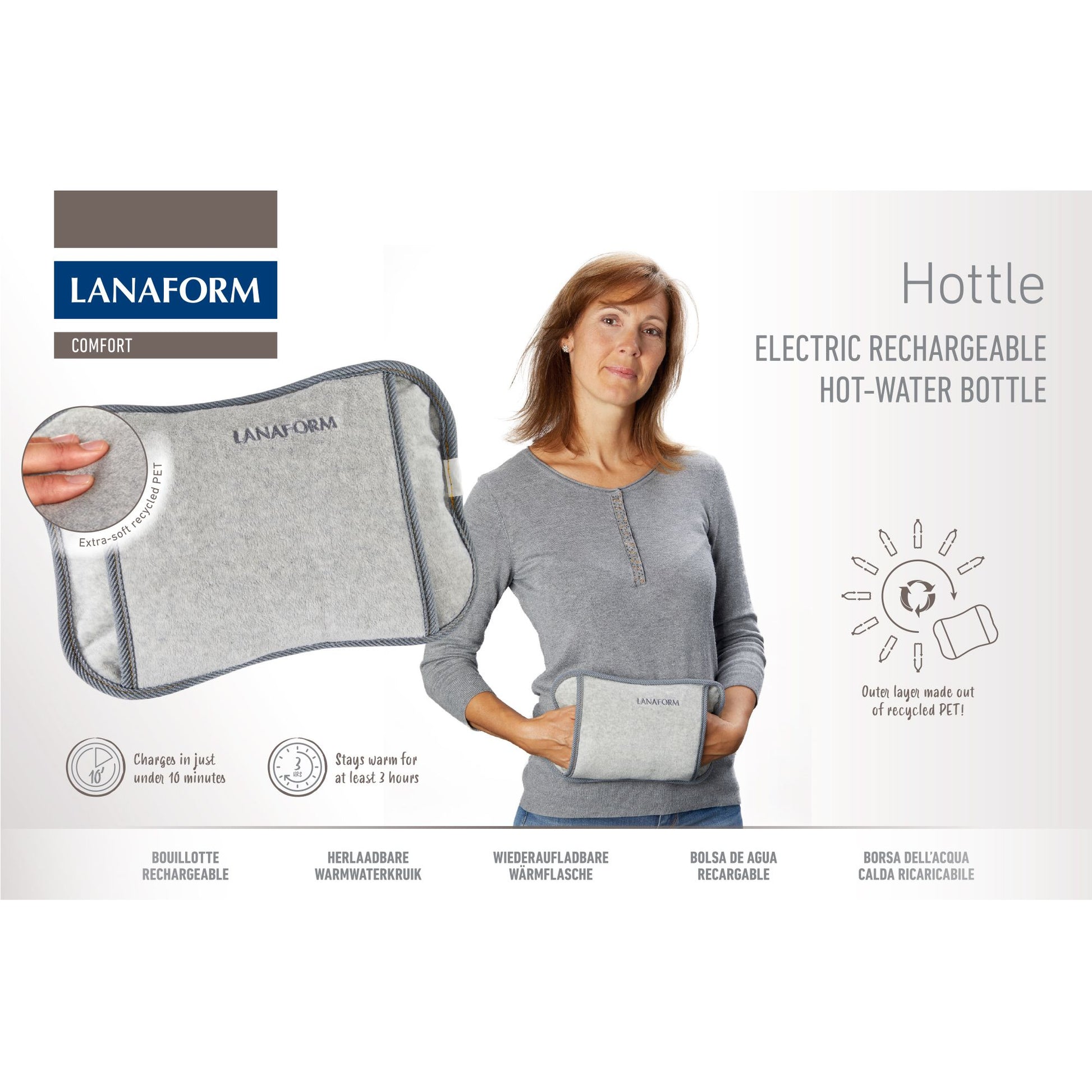 Lanaform Hottle Well-Being – Elektrisk värmedyna med mjukt textilöverdrag
