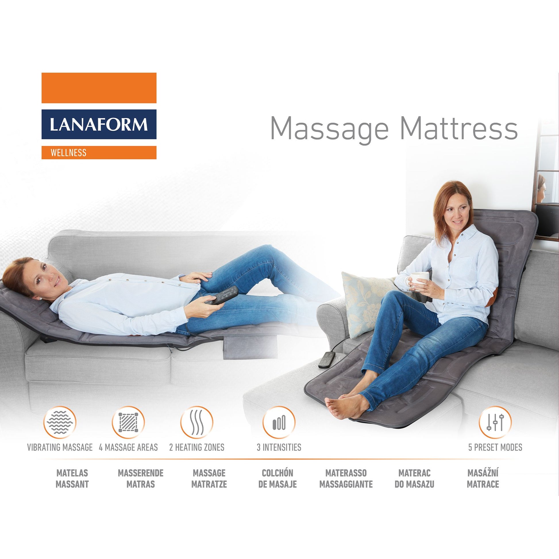 Lanaform Massaging Mattress – Helkroppsmassage med värme i hopfällbar massagematta
