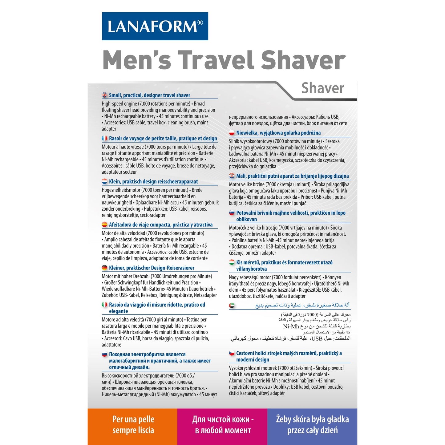 Lanaform Men's Travel Shaver & Clipper – 2-i-1 rakapparat och skäggtrimmer för resan