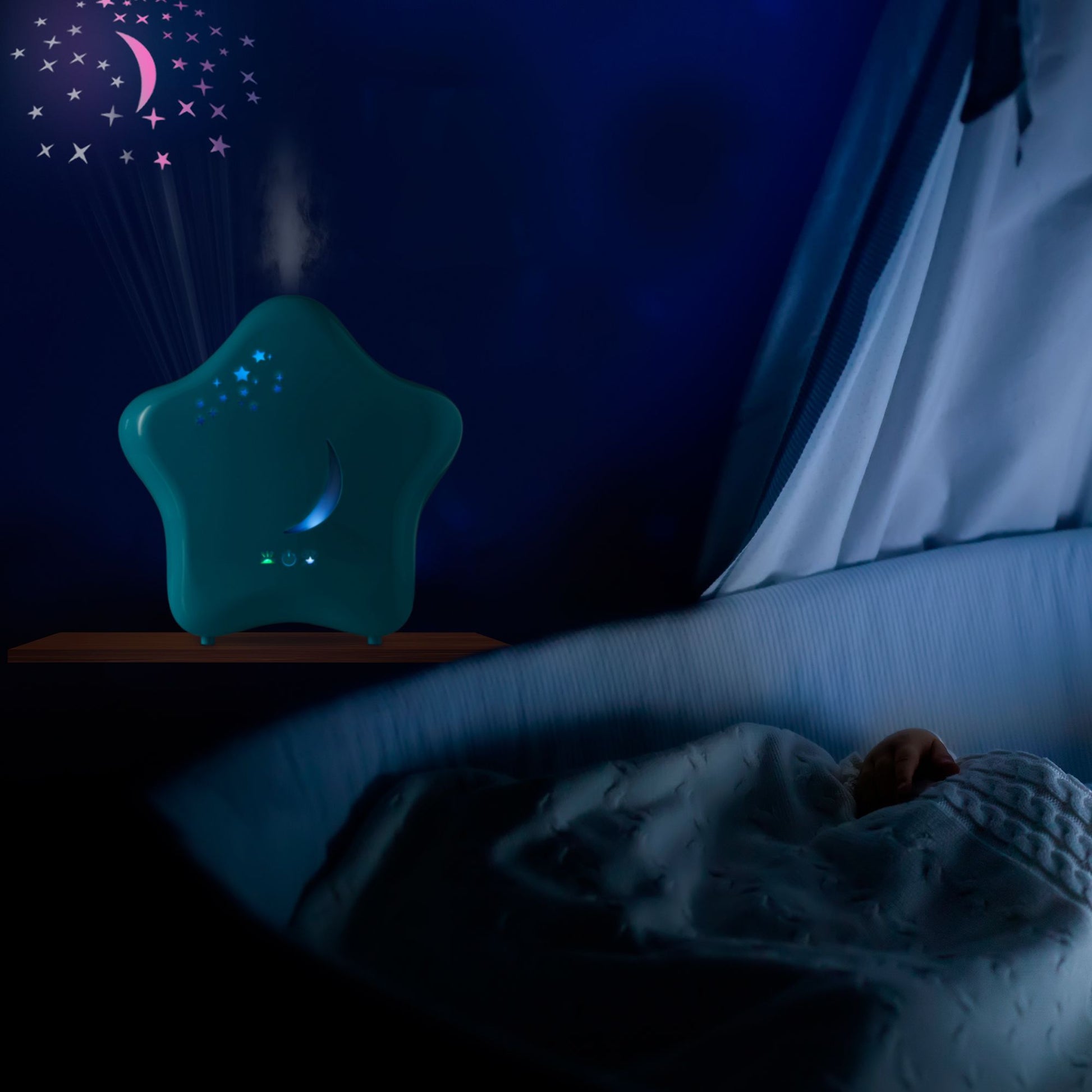 Lanaform Moony – Luftfuktare för barn med nattlampa och kall dimma