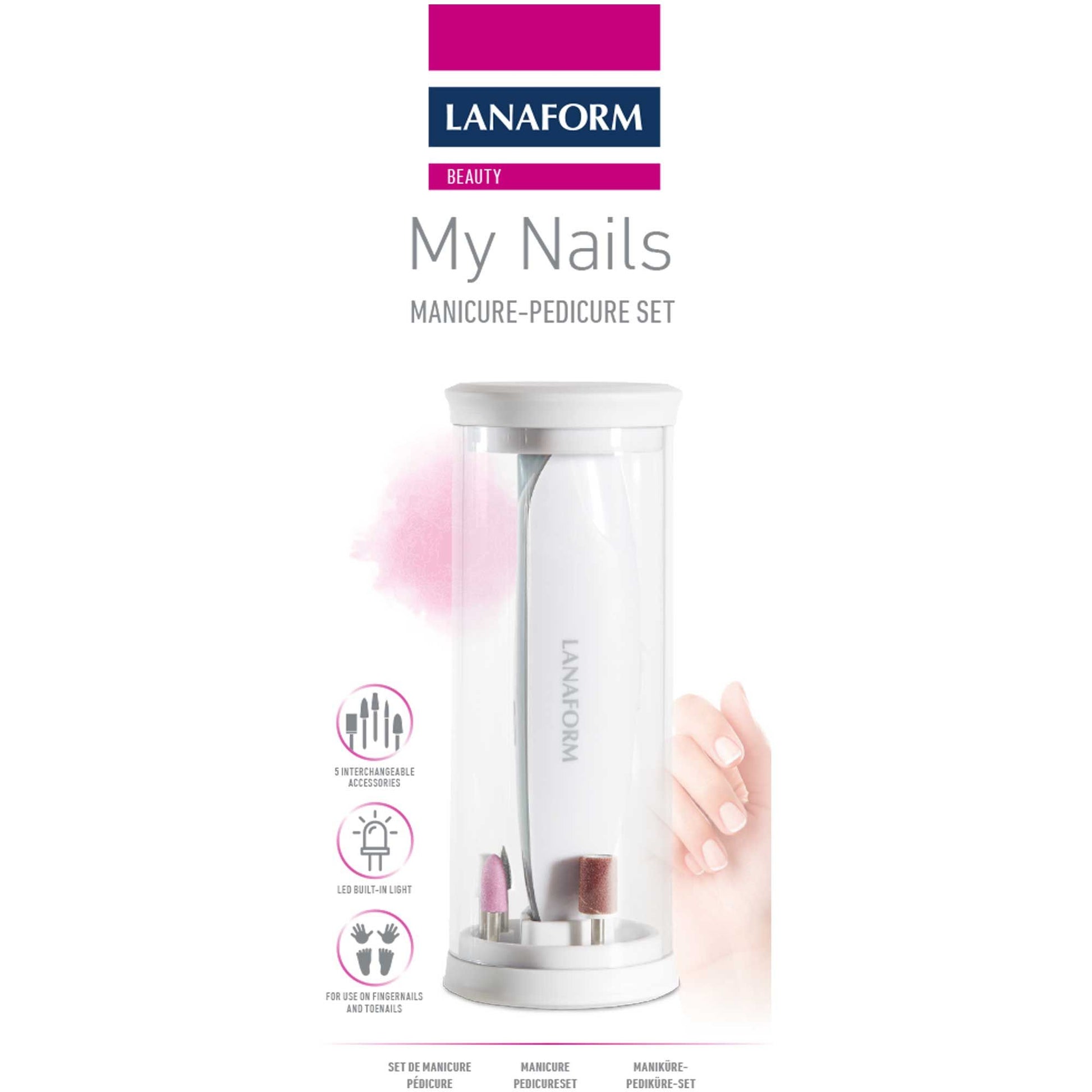 Lanaform My Nails – Manikyr- och pedikyrset med 10 tillbehör i elegant etui
