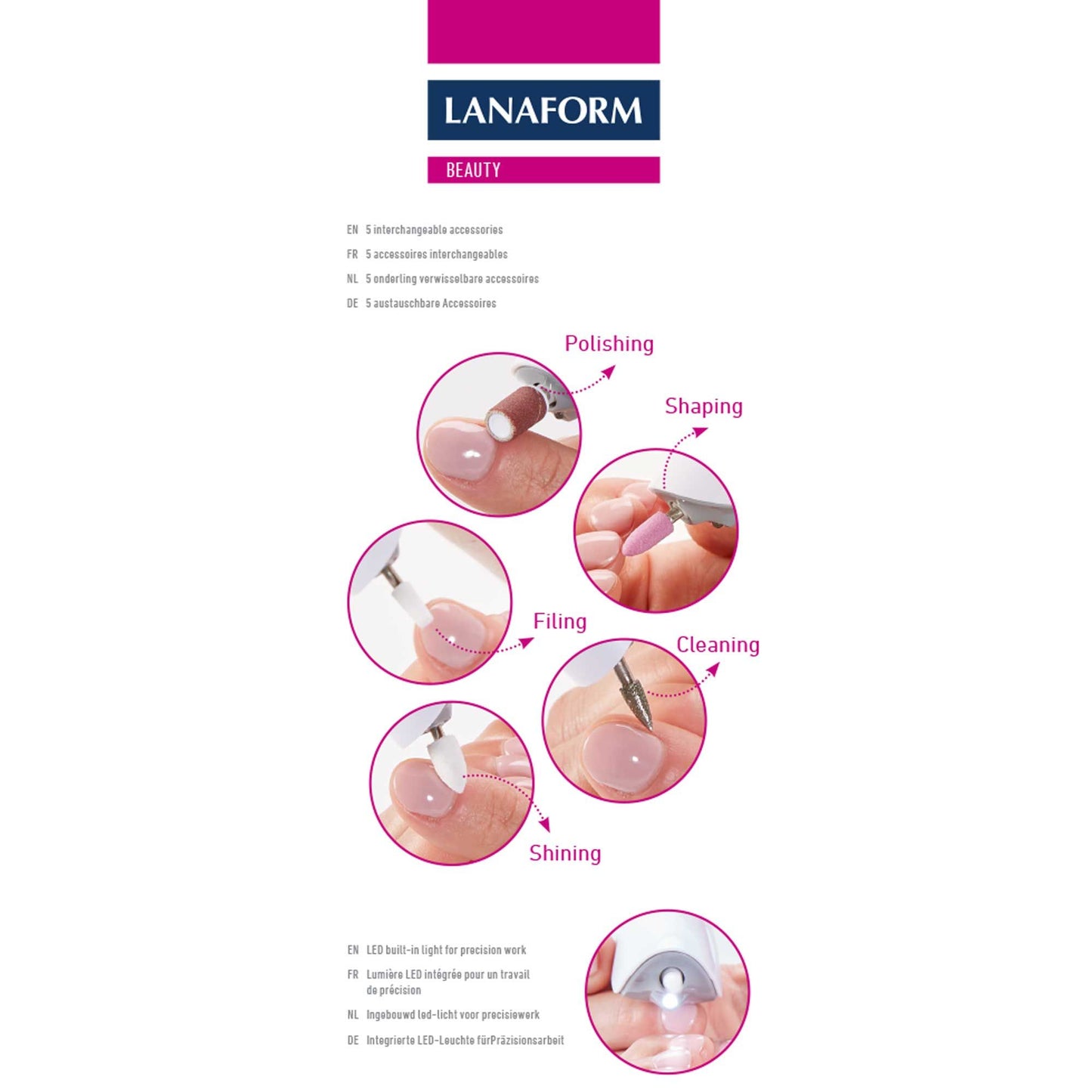 Lanaform My Nails – Manikyr- och pedikyrset med 10 tillbehör i elegant etui
