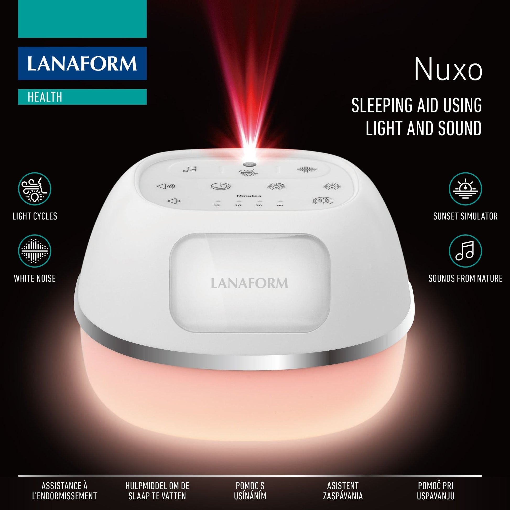 Lanaform NUXO – Sömnhjälp med andningsträning, ljus och avslappningsövningar