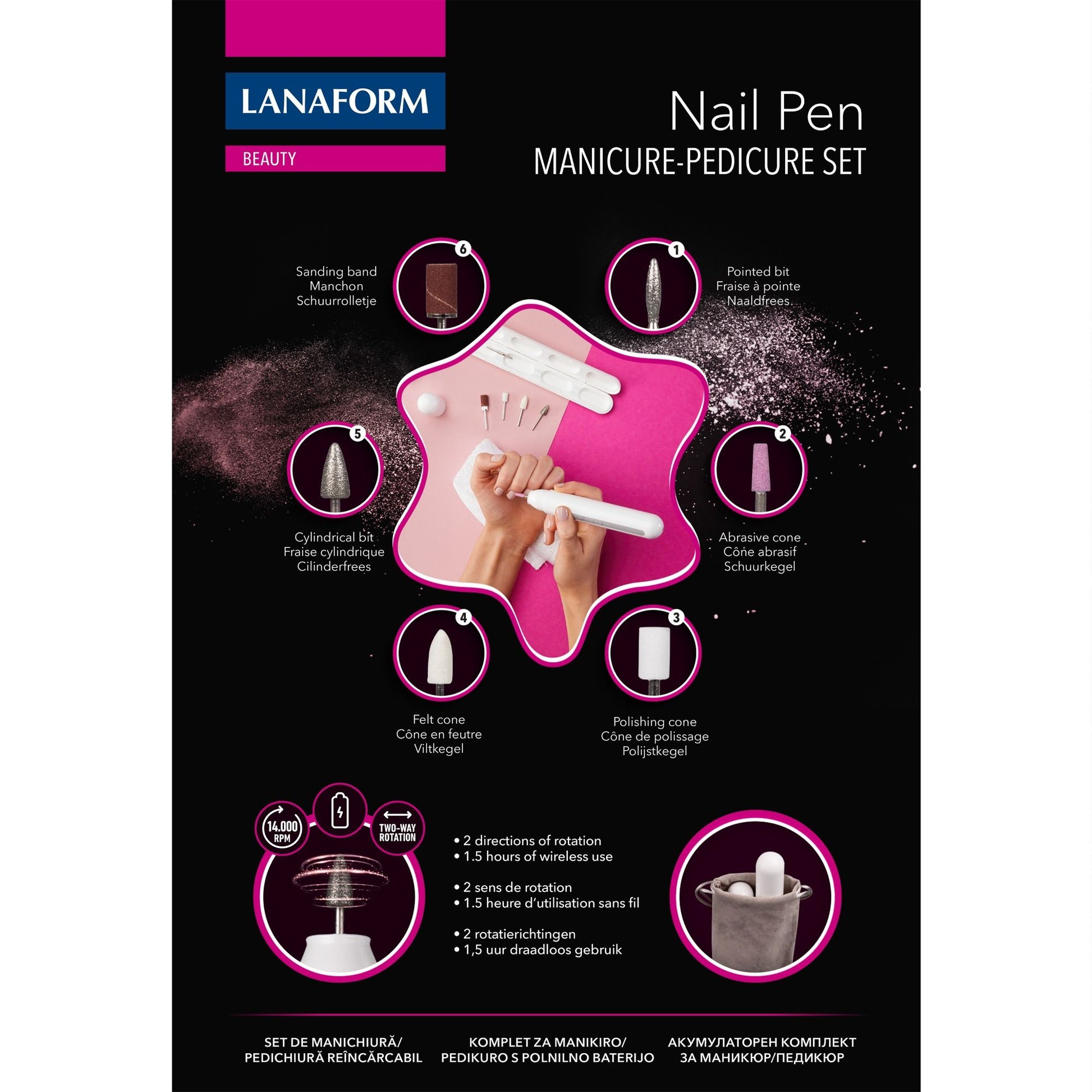 Lanaform Nail Pen Set – Uppladdningsbar manikyr- och pedikyrpenna med tillbehör