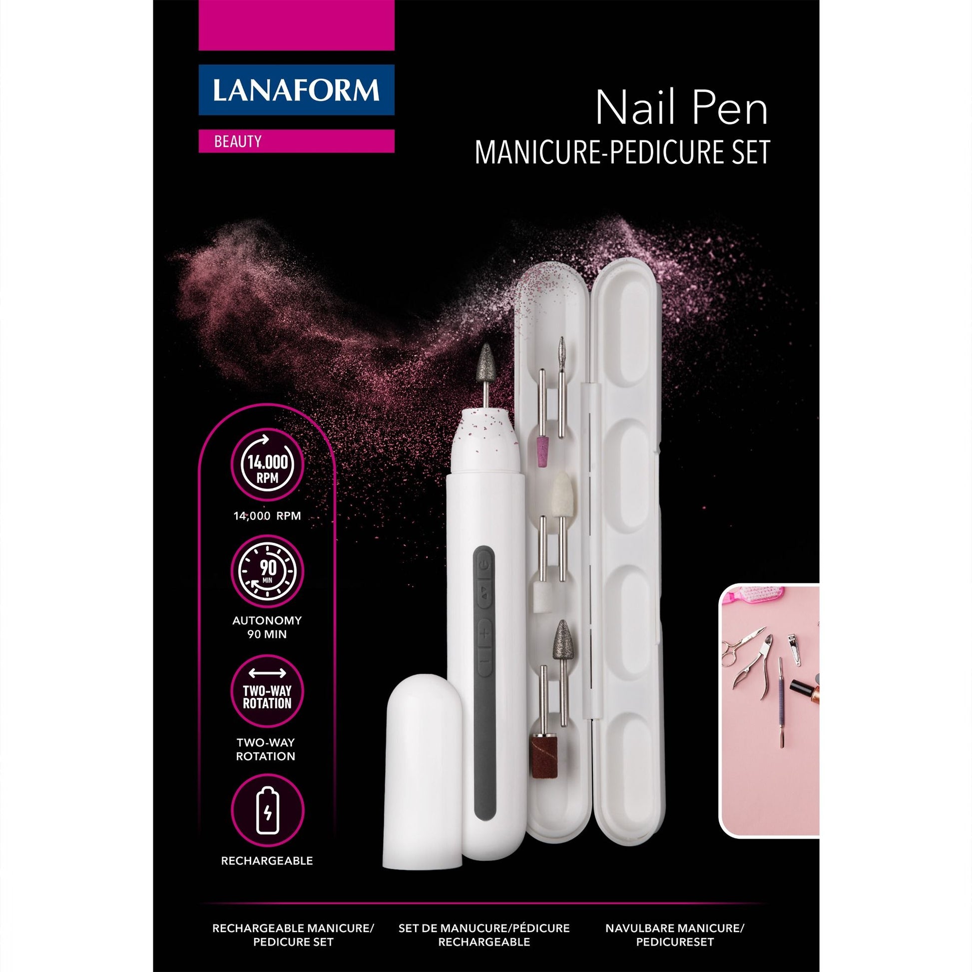 Lanaform Nail Pen Set – Uppladdningsbar manikyr- och pedikyrpenna med tillbehör