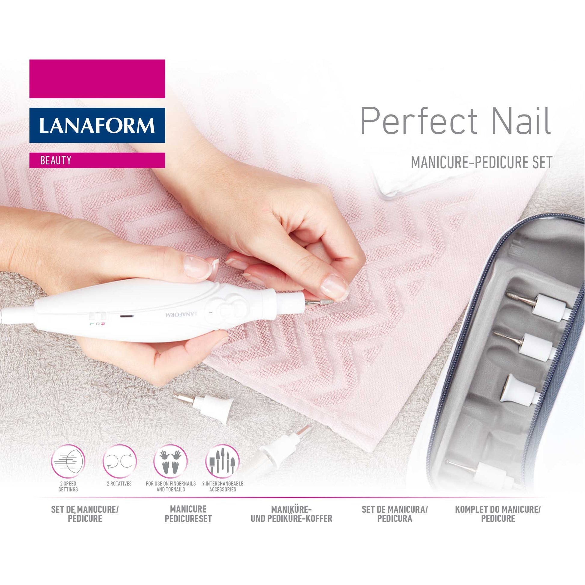Lanaform Perfect Nail – Elektriskt manikyr- och pedikyrset med 7 tillbehör