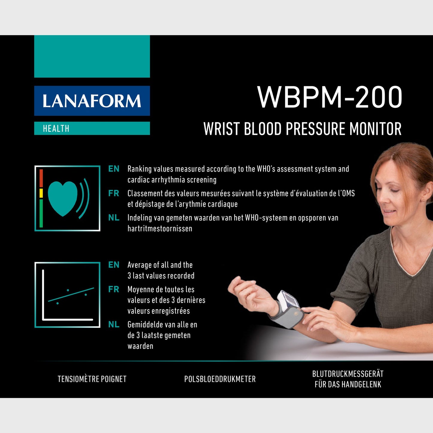 Lanaform WBPM-200 – Automatisk blodtrycksmätare för handleden med hög noggrannhet