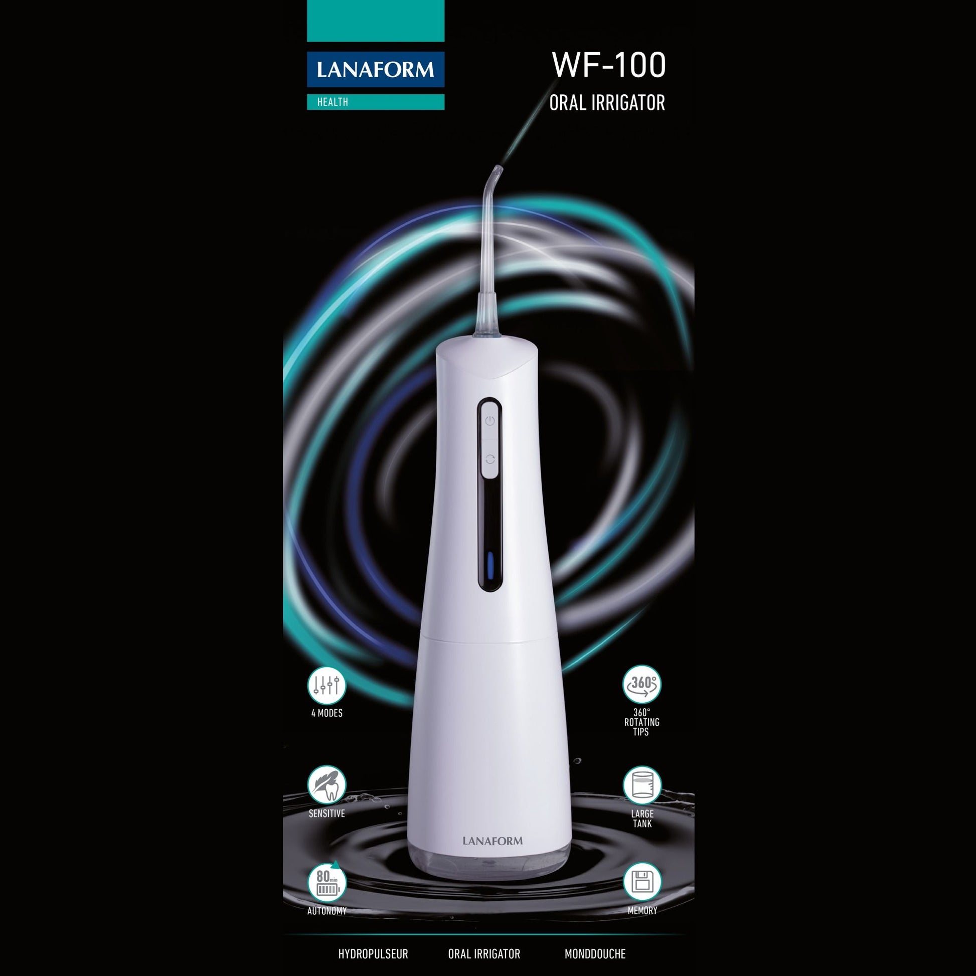 Lanaform WF-100 – Elektrisk munsköljare med justerbart vattentryck