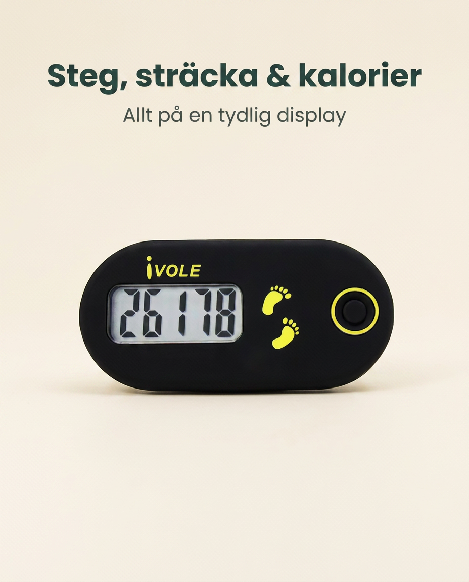 Steg, sträcka och kalorier på en tydlig display