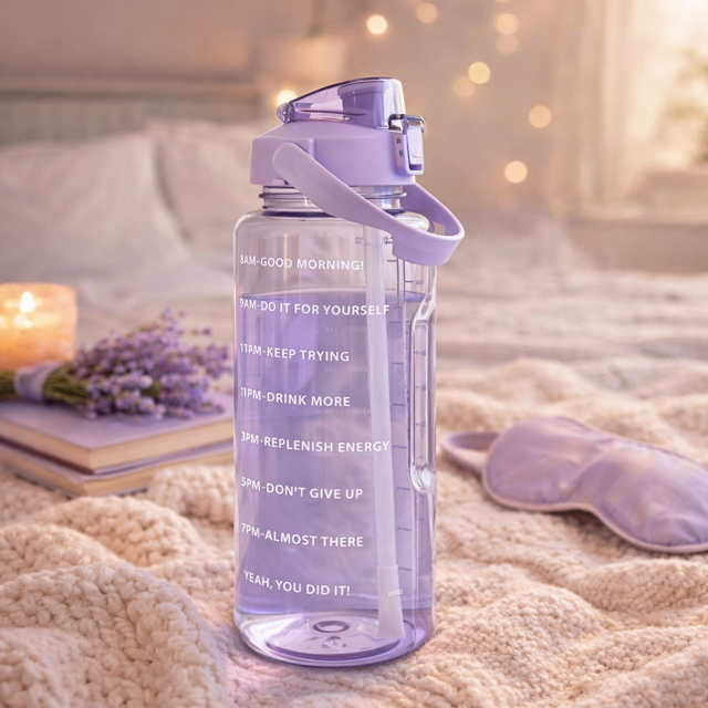 2L vattenflaska med tidsmarkering – håll koll på ditt dagliga vätskeintag